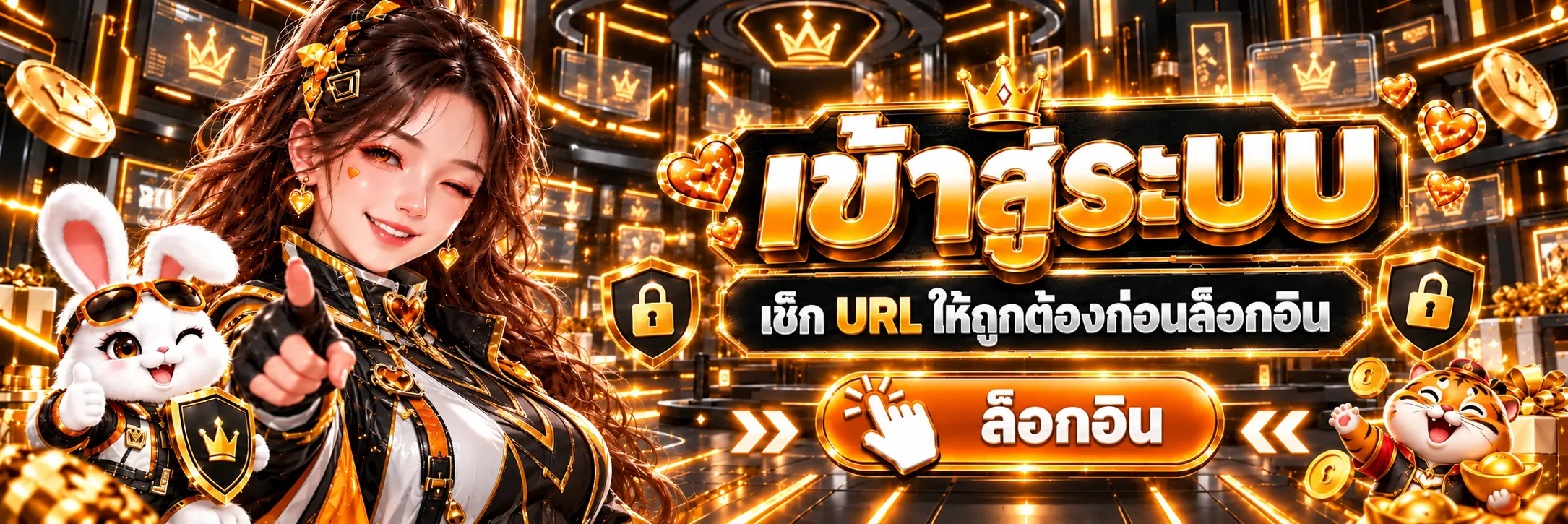 ทางเข้า LUCKYDOLL พร้อมข้อความตรวจ URL ก่อนล็อกอิน